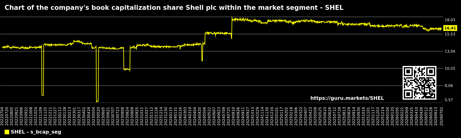 Chart of the company's book capitalization share Shell plc within the market segment - SHEL